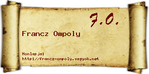 Francz Ompoly névjegykártya